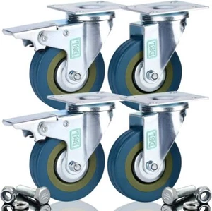 Heavy Duty 75mm Swivel Castor Wheels Trolley Furniture Caster Brake Fixing Bolts - Picture 1 of 5