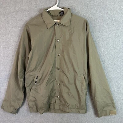 Volcom Jacket Mens Small Winter Khaki Skate Coat Water Resistant Snaps Logo - Image 1 of 4