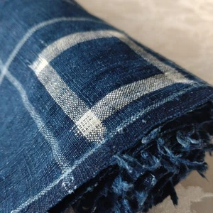 Indigo Baumwolle handgewebt Boro Patchwork Stoff 32x145 cm mit Reparaturen vermerkt - Bild 1 von 12