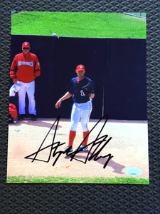 Foto autógrafa firmada por Stephen Strasburg 8x10 de los Nacionales de Washington JSA - Imagen 1 de 3