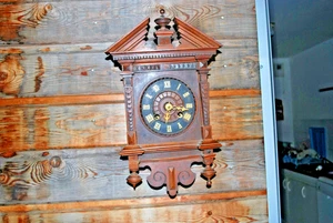 Horloge ancienne Forêt Noire fin XIXème - Pendule en bois.    - Foto 1 di 8