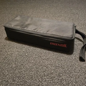 VTG MAXELL CASE LOGIC 15 Cassette Tape Storage Case Holder Nylon Tote Black USA - Picture 1 of 4