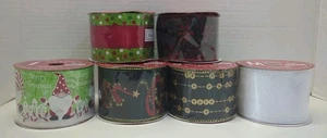 Lot Of 6 rolls Christmas wired edge ribbon Craft 2.5" x 30’ Each NEW - Picture 1 of 10
