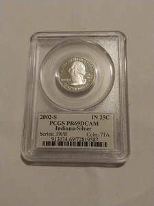 2002-S Silver Proof Indiana State Quarter-PCGS PR69DCAM - Picture 1 of 2
