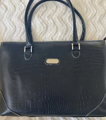 Nuevo Bolso de Mano BOB MACKIE Grande Imitación Cuero de Cocodrilo Negro Bolso de Viaje 20"  Foto 1 de 4