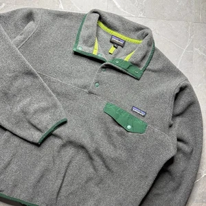 Vintage 90s Patagonia Synchilla Snap-T Fleece Jacket Mens Medium Gray Green - Picture 1 of 7