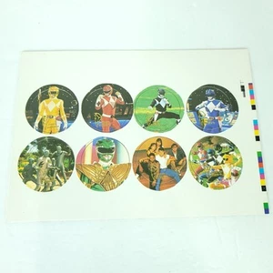 Mighty Morphin Power Rangers Pogs Vintage New Unpunched Sheet 8 Milk Caps - Picture 1 of 5