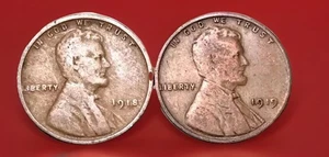 1918p & 1919p Lincoln Wheat Cent  (2 COIN LOT) WW1 Era US Coins FAST SHIPPING - Picture 1 of 5