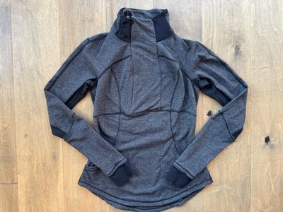 Lululemon Base Runner 1/2 Zip Pullover Herringbone Black Gray W3B82S Women's 6 - Image 1 of 4