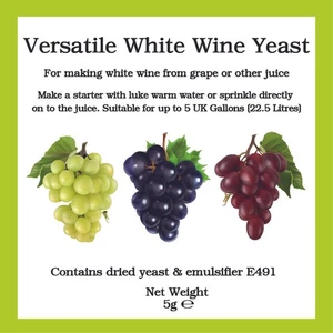 Versatile WHITE Wine Yeast 5g Sachet All Purpose Low Temps. Best Before 08/09/25 - Picture 1 of 1