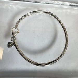 Charmed Memories Sterling Silver Snake Coiled Charm Bead Bracelet Lobster 7.5" - Picture 1 of 7