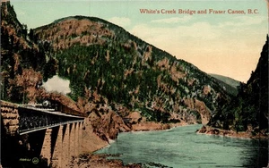 BRITISH COLUMBIA, CANADA RAILROAD POSTCARD White's Creek Bridge and Fraser Canon - Picture 1 of 2