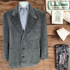 L. L. Bean Corduroy Blazer Jacket Mens 46R olive 3 Button Thinsulate Lining - Picture 1 of 10