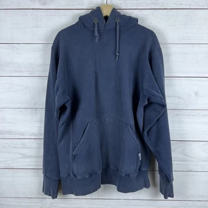 Vtg. Kellsport Reverse Weave Hoodie Sz. LARGE USA Heavy Blue Mens Distressed - Picture 1 of 12