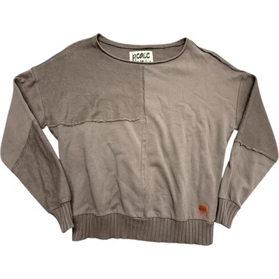 Sudadera Peace Love World Para Mujer Talla XS Gris Panel Dos Tonos Cuello Redondo Foto 1 de 4