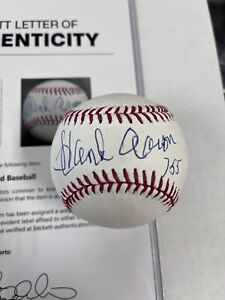 Hank Aaron Signed Baseball 755 Inscribed Beckett COA Atlanta Braves HOF
