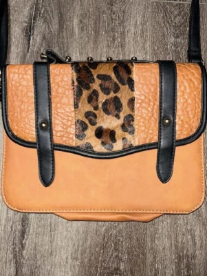 Nila Anthony Leather Purse Cross Body Bag w/Leopard Print Accent - Image 1 of 4
