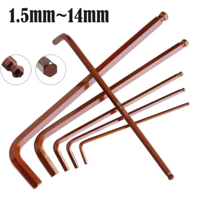 Allen Key 1.5mm~14mm S2 Alloy Steel Hex Key Metric Ball L-Keys Hexagon Wrenches - image 1 of 4
