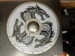 Wooden Shield Heavy Metal Fittings Medieval Viking Handmade Battle Ready Shield - Picture 1 of 4