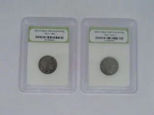 Lote Pack de 2 Monedas Indian Head Buffalo Nickel 1913 - 1938 Losa Certificada INB - Imagen 1 de 7
