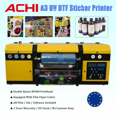A3 UV DTF Printer Double XP600 Varnish Transfer Sticker Printing Machine& Cutter - Bild 1 von 4