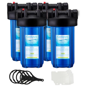 Geekpure 10" Whole House Water Filter Housing Fit 4.5" x 10" Filters-Pack 4-Blue - Picture 1 of 6