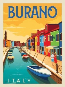 Burano Italy Travel Poster Print Reproduction Giclee Print 11x17 - Picture 1 of 1