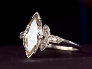 4,20 ct Marquise Schliff Diamant Art Deco Antik Vintage Ring 925 Sterling Silber - Bild 1 von 4
