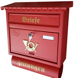XXL Briefkasten Postkasten Rot Matt + Zeitungsrolle Katalogeinwurf Nostalgie - Bild 1 von 5