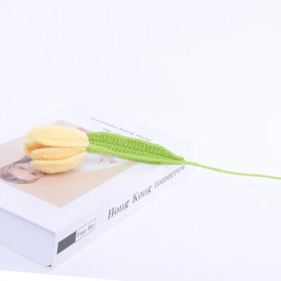 Flor hecha a mano hágalo usted mismo hilo tejido ganchillo ramo tulipán simulación flor Foto 1 de 4