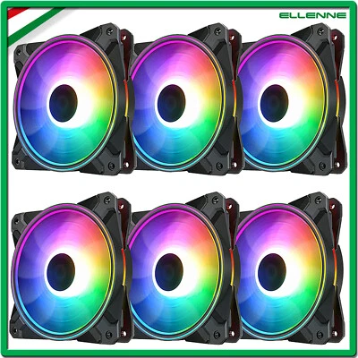 ✅ 6X VENTOLE LED RGB COLORATE PC CASE 120MM SILENZIOSE FLUSSO D'ARIA ELEVATO ✅
