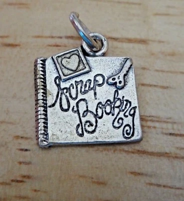 Álbum de recortes de plata esterlina 19x15 mm digamos chatarra reserva corazón encanto Foto 1 de 4