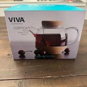 Viva Scandinavia Cortica Glass and Cork Tea Pot and Infuser 27oz 0.8L - Picture 1 of 5