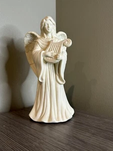 Serene Angel Figurine with Harp – Partylite Bisque Porcelain, Collectible Decor - Picture 1 of 5