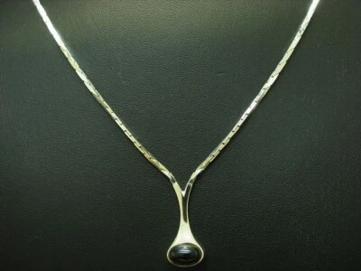 Collar De Plata Esterlina 925 Con Adorno De Ónix / Plata Real / 46,0cm / 10,8g - Imagen 1 de 3