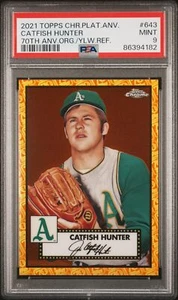 Catfish Hunter 2021 Topps Chrome Platinum 70th Orange Yellow PSA 9 #643 15/25 - Picture 1 of 2