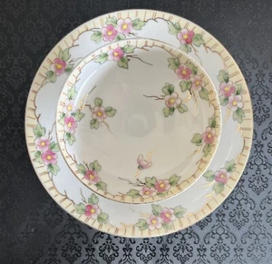 Antique Hand Painted Nippon Rising Sun Cherry Blossom and Gold Snack Plate - Picture 1 of 7