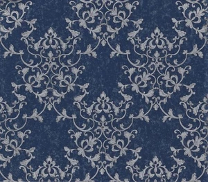 Smita Tapete Odea 46504 Ornament Barock dunkelblau silber Vinyl Vliestapete - Bild 1 von 3