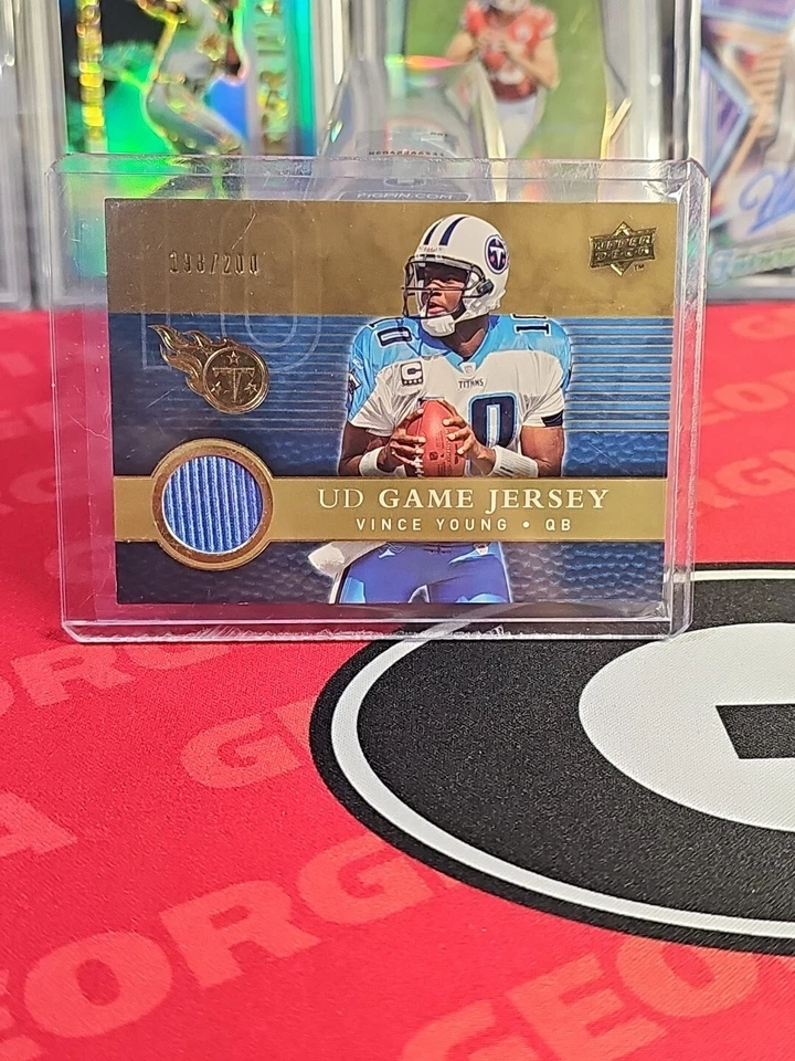 2008 Upper Deck UD Game Jersey GOLD #UDGJ-VY Vince Young Tennessee Titans relic - Image 1 of 4