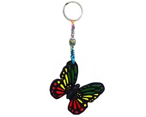 Rasta Butterfly Reggae Art Animal Handmade 3D Keychain Macrame Metal Keyring Car - Picture 1 of 1