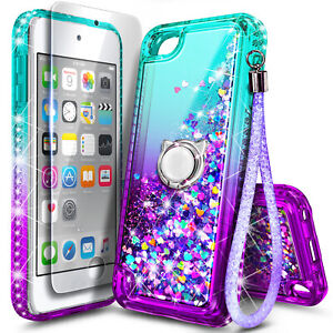 For iPod Touch 5th 6th 7th Gen Case Liquid Glitter Bling Cover +Screen Protector