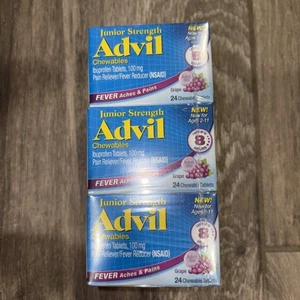 Advil Ibuprofen 100mg Pain Reliever Fever Reducer Chewable Tablets 24 ct 6 Pack - Picture 1 of 2