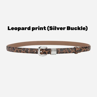 Fashion Leopard print Belt Silver Pin Buckle Belt Women Jeans Coats Waistband - Image 1 of 4