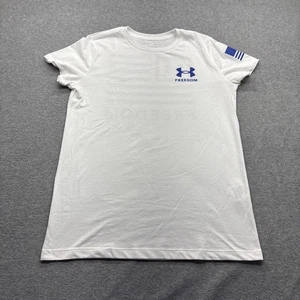 Under Armour Shirt Damen Small Flügelärmel weiß Freedom Flag Grafik Logo - Bild 1 von 9