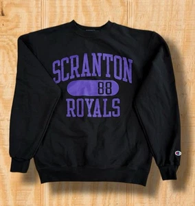 CAMISA SUDADERA VINTAGE CHAMPION SCRANTON UNIVERSITY ROYALS MEDIANA NEGRA CUELLO REDONDO - Imagen 1 de 12