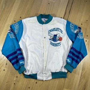 Vintage 90s Chalk Line Charlotte Hornets NBA Graphic Bomber Jacket Size Large - Picture 1 of 10