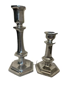 Juego de 2 Candelabros de Plata Cónicos Pesados Hechos en México Decoración Navidad 8” y 6” - Imagen 1 de 15