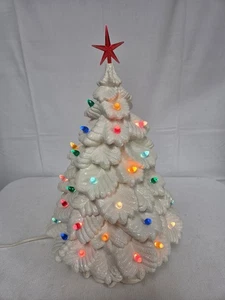 Nowell's Inc. c1990 weiße Keramikform Weihnachtsbaum 18" mit farbigen Glühbirnen EUC - Bild 1 von 13