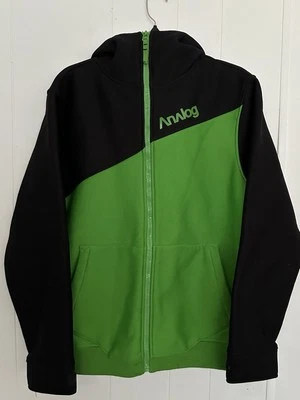 Jaqueta masculina vintage Burton analógica com zíper completo verde preta pequena Y2K - Imagem 1 de 4