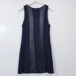 Alice + Olivia Women size 8 Faux Leather Black Mini Dress A-Line Sleeveless - Picture 1 of 13